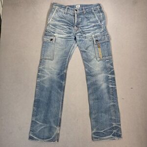 Japanese Selvedge Jeans Mens Honeycomb Whiskers Stacks Cargo Straight Fits 28x32